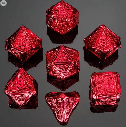 Druid Metal Polyhedral Dice Set - Red