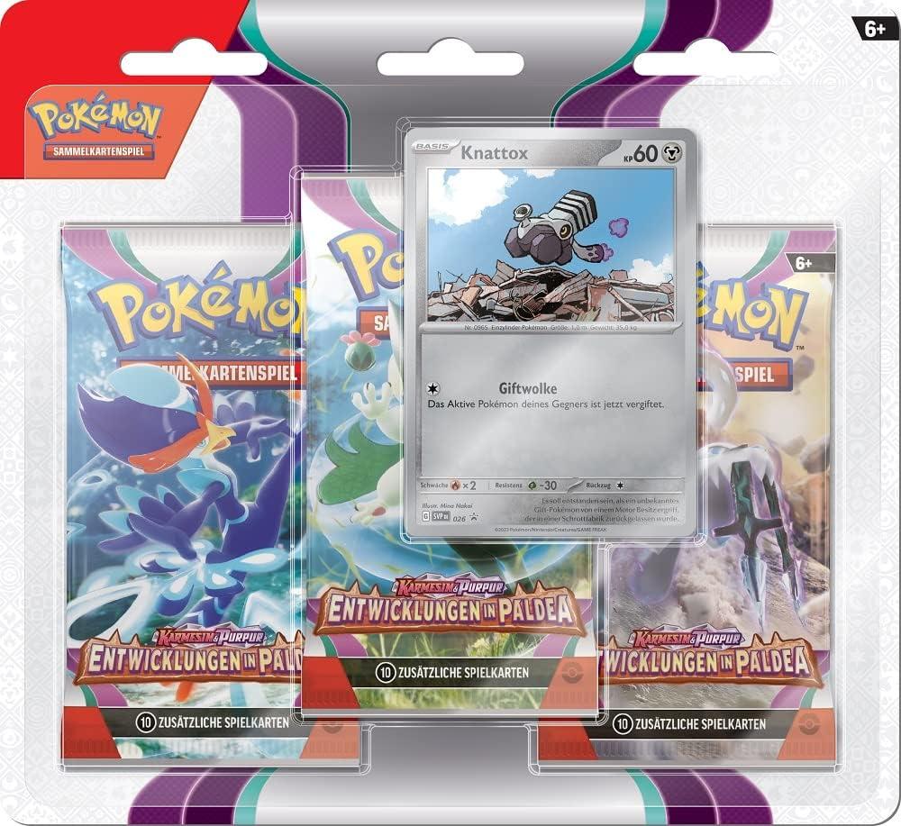 Pokemon KP02 - Entwicklungen in Paldea Knattox 3-Pack Blister (DE)