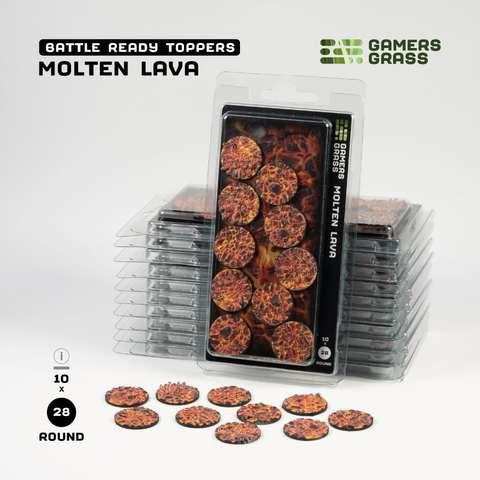 Molten Lava - Round 28mm (x10) Battle Ready Toppers