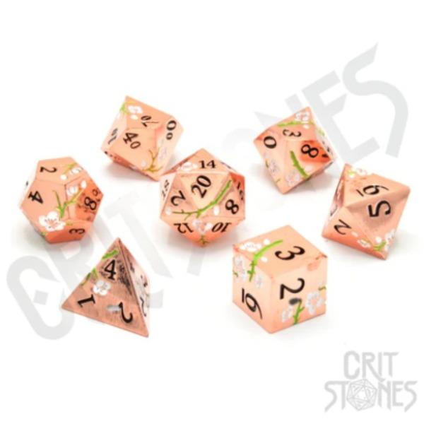 Pink Blossom Metal RPG Dice Set