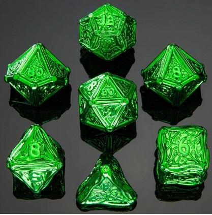 Druid Metal Polyhedral Dice Set Green