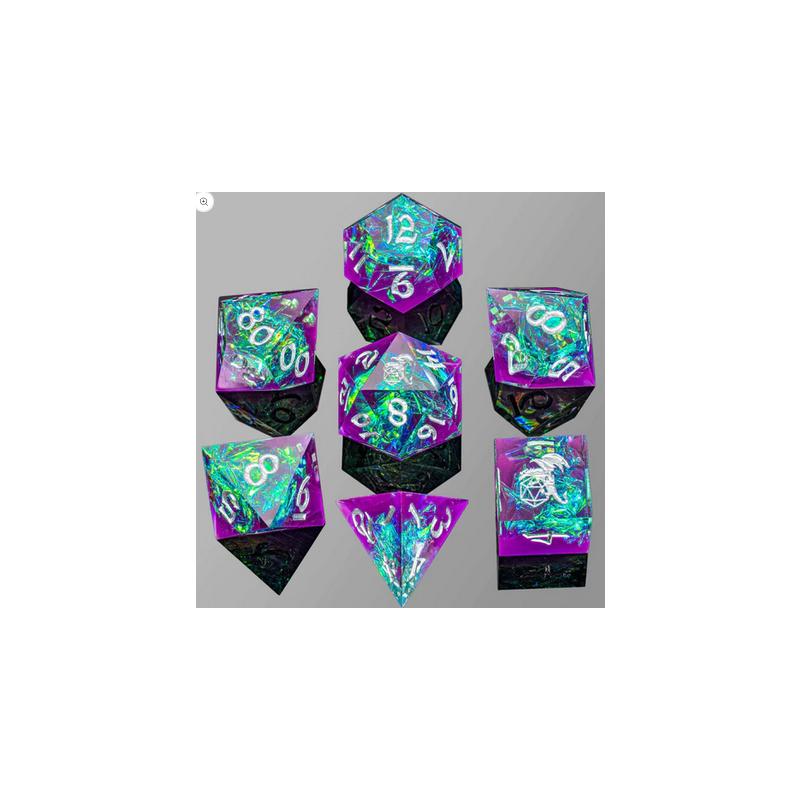 Captured Magic Hand Sanded Sharp Edge Resin - purple with green